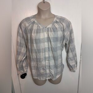 Duluth Organic Printmaker Shirt Gray Checker Button Front Relaxed Fit Sz L #1576